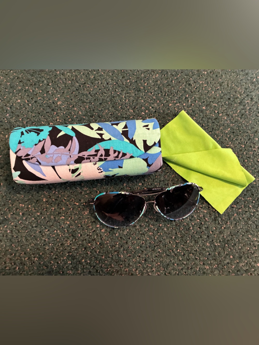 Vera Bradley Barbara Aviator CamoFloral Print Sunglasses, Case, Microfiber Cloth